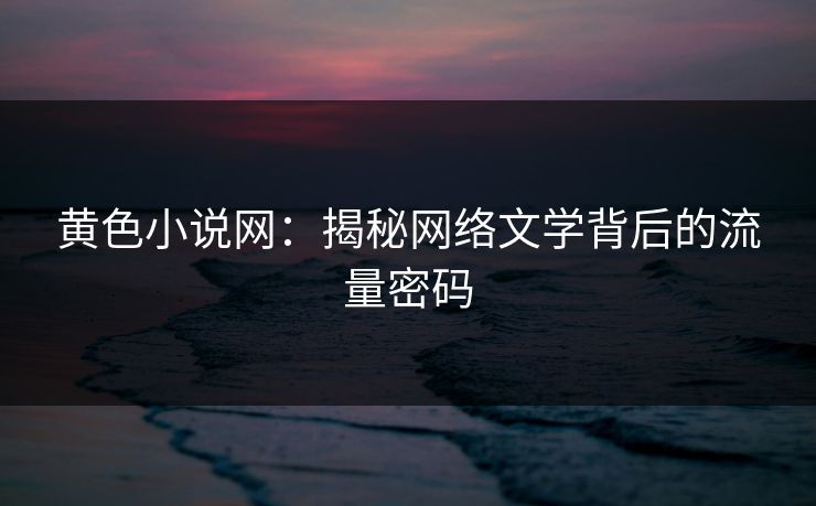 黄色小说网:揭秘网络文学背后的流量密码